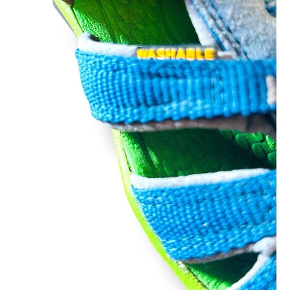 KEEN Shoes Boys Size 12 Blue Green Gray Adjustable Washable Closed Toe Sandals - Picture 7 of 11